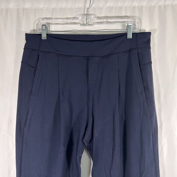 Lululemon Pants Women's 34 Navy Blue Pull On Stretchy Pockets Pleated - Picture 2 of 11